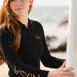 NIXSA Women's 2/2mm Summer Wetsuit | Swim cut, Long arm | Front zip | Yamamoto Rubber